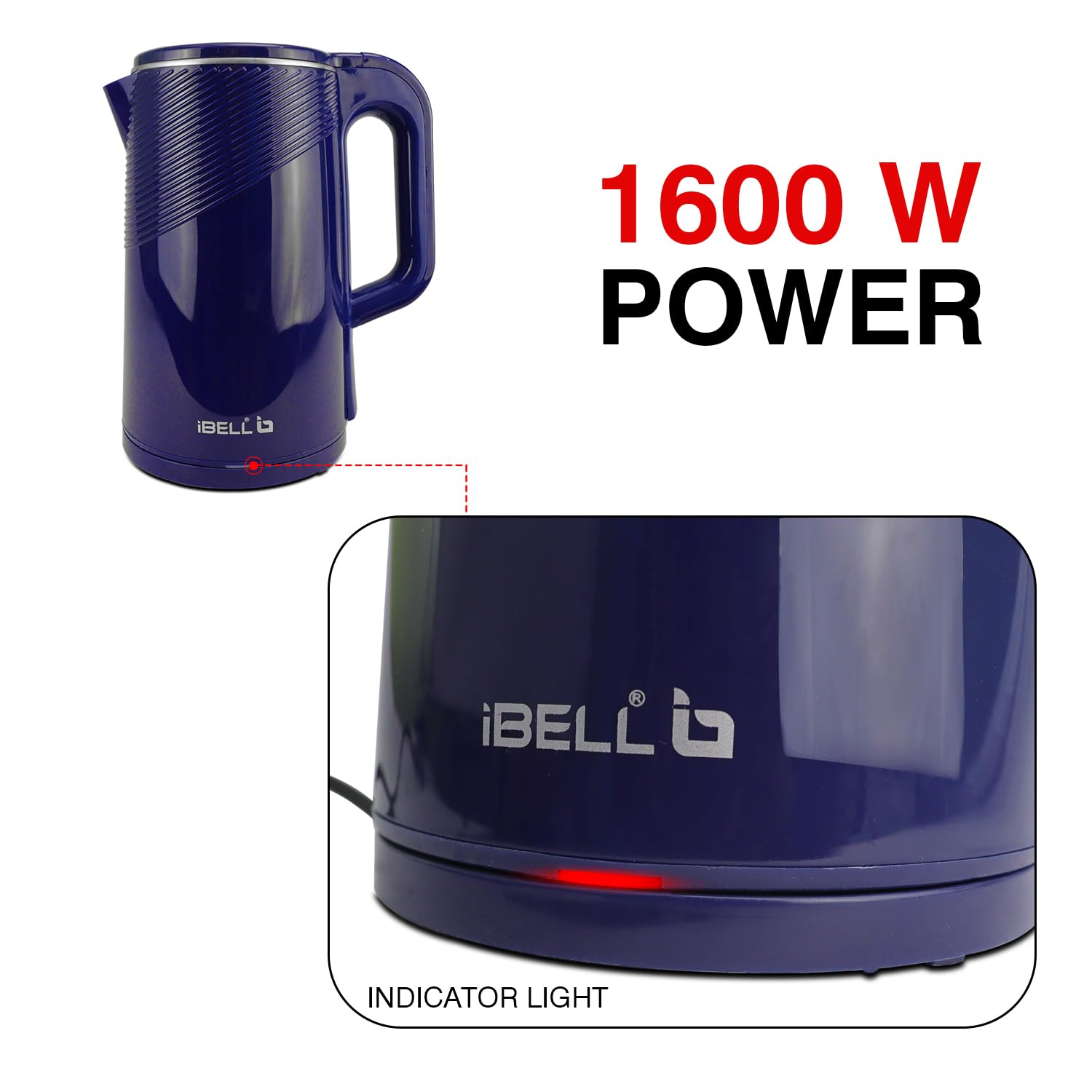 iBELL PEK20BLPLUS Premium Electric Kettle 2 Litre, 1600W Auto Cut-Off Feature